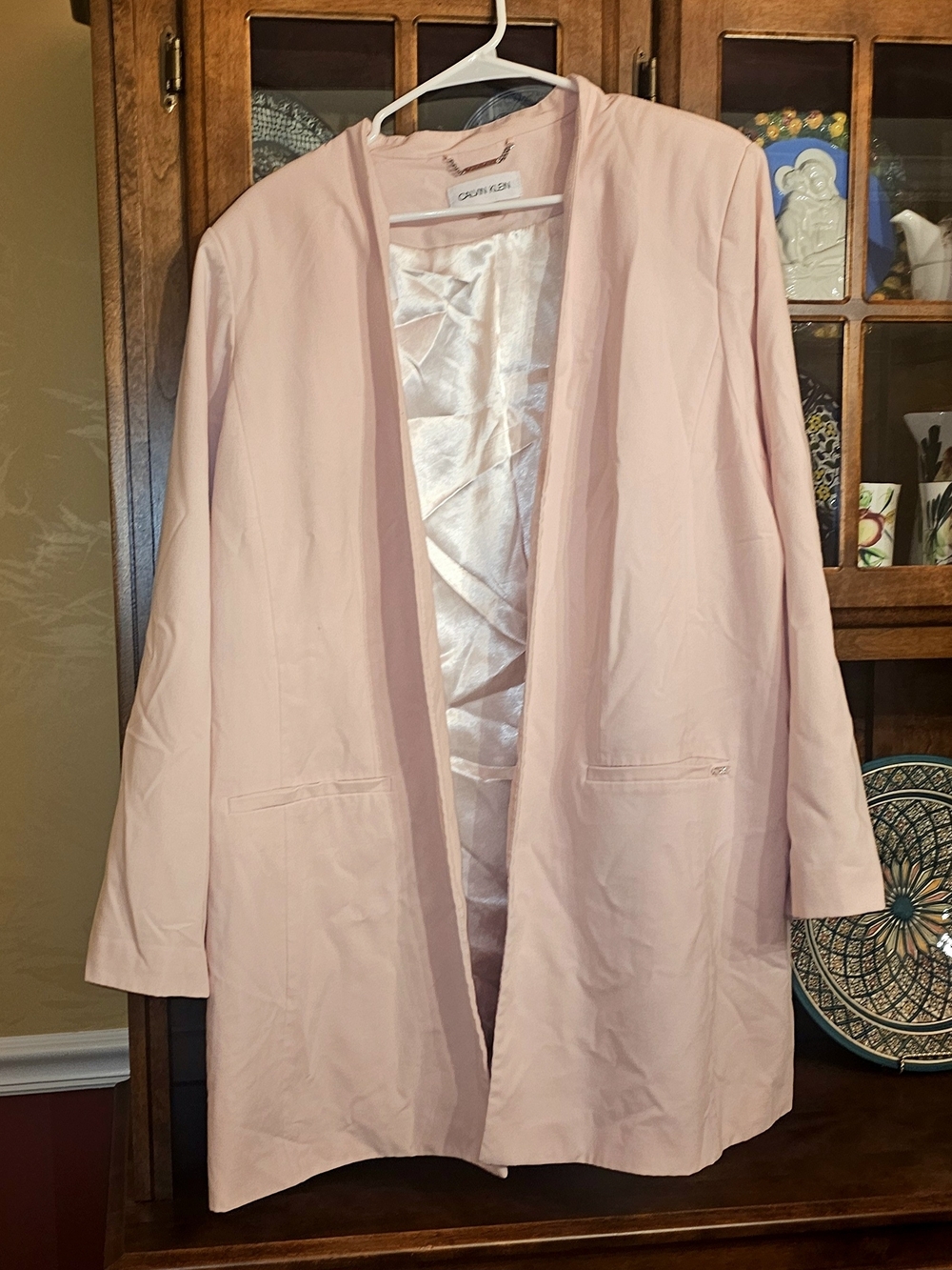 Calvin Klein Pale Pink Open-Front Blazer